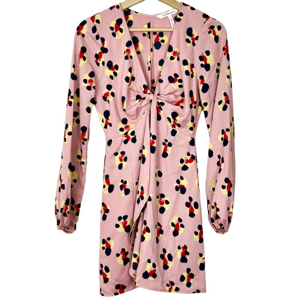 Bcbgeneration Printed Long Sleeve V-Neck Mini Dre… - image 2
